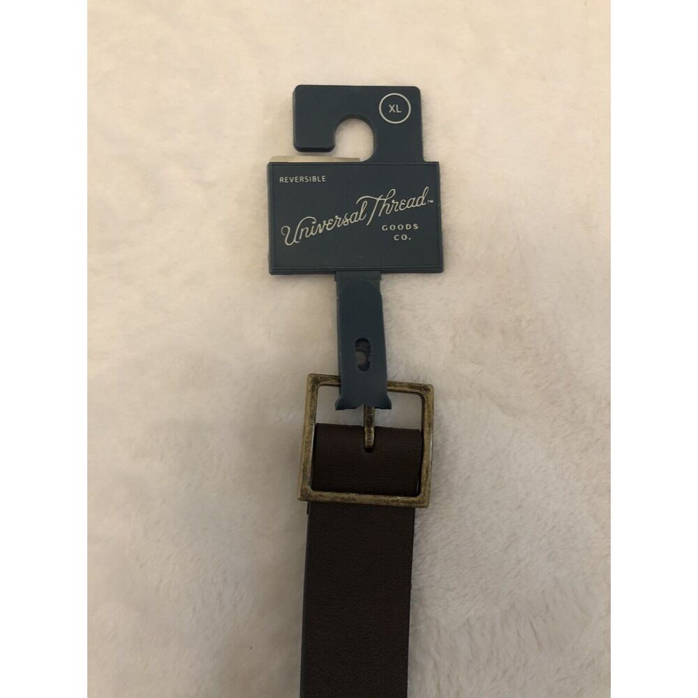 Universal Thread Womens Belt XL Brown Pilgrim Reversible Square Buckle NEW